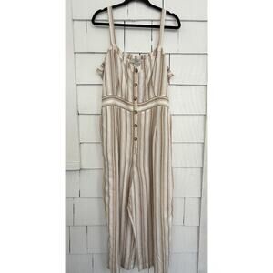 Loft Womens 18P Linen Blend Striped Jumper Quiet Luxury Coastal Grandma Vacation